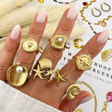 Compass Ring, 18K Gold Plated Steel
