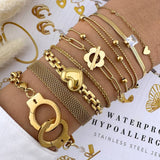 Hearts Bracelet, 18K Gold Plated Steel