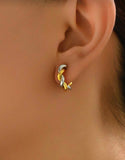 Earrings, 18K Gold Plated Steel