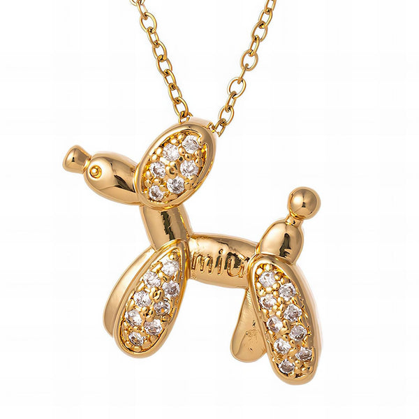 Dog Necklace, 18K Gold Plated Steel