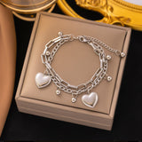 Hearts Bracelet, 18K Gold Plated Steel