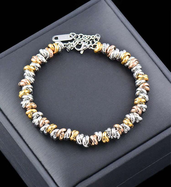 Double Tone Bracelet, 18K Gold Plated Steel