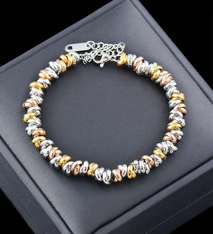 Double Tone Bracelet, 18K Gold Plated Steel