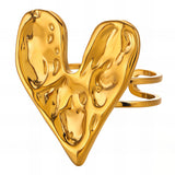 Heart Ring, 18K Gold Plated Steel