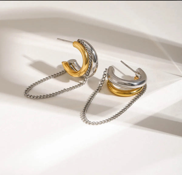 Earrings, 18K Gold Plated Steel