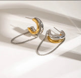 Earrings, 18K Gold Plated Steel
