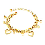 Hearts Bracelet, 18K Gold Plated Steel