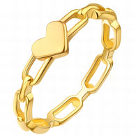 Heart Ring, 18K Gold Plated Steel