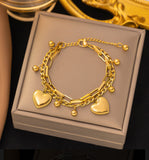Hearts Bracelet, 18K Gold Plated Steel