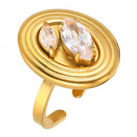 Oval Ring, 18K Gold Plated Steel