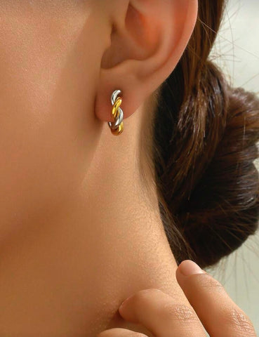 Earrings, 18K Gold Plated Steel