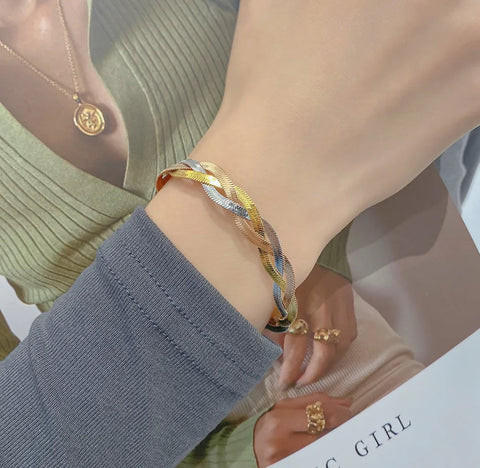 Bracelet, 18K Gold Plated Steel